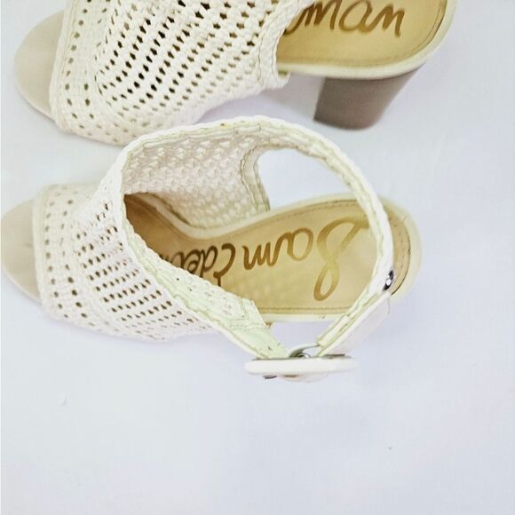 Sam Edelman Evie Basket Weave Open Toe White Sling Back Booties Sandals Heels 6 - Picture 8 of 11